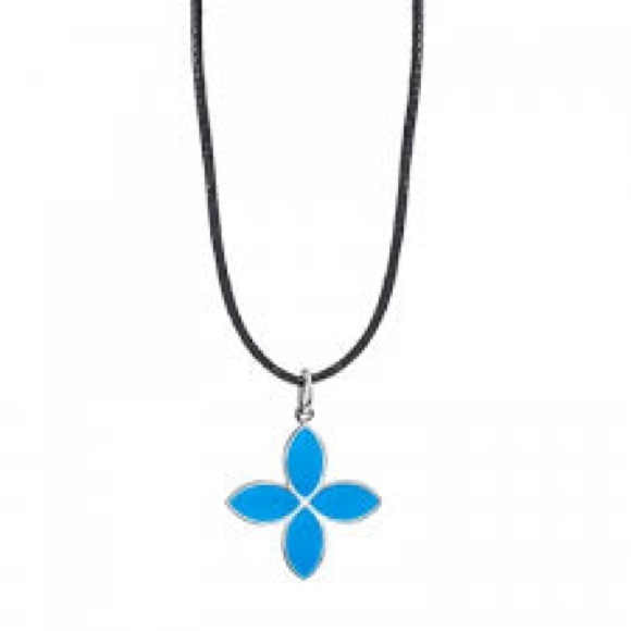 Pandora Cord tie Necklace with Blue Flower - Picture 2 of 5
